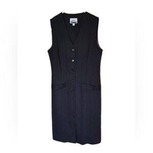 Vintage Ego Sportswear Full Button Up Black Dress Size Small